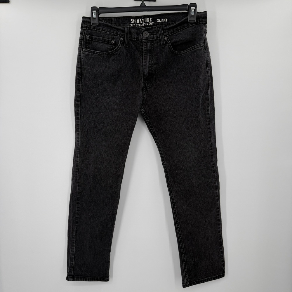 Signature by Levi Strauss & Co Mens Skinny Jeans Black Denim Pants 34x29